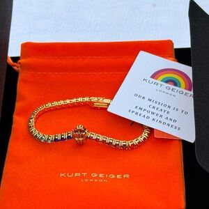 Kurt Geiger Gold Tone Bracelet with Rainbow Stones NWT